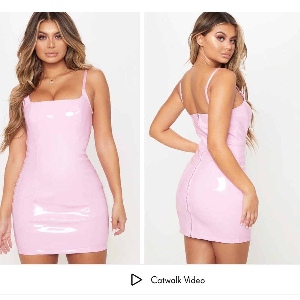 TAN PU Bodycon Dress PrettyLittleThing